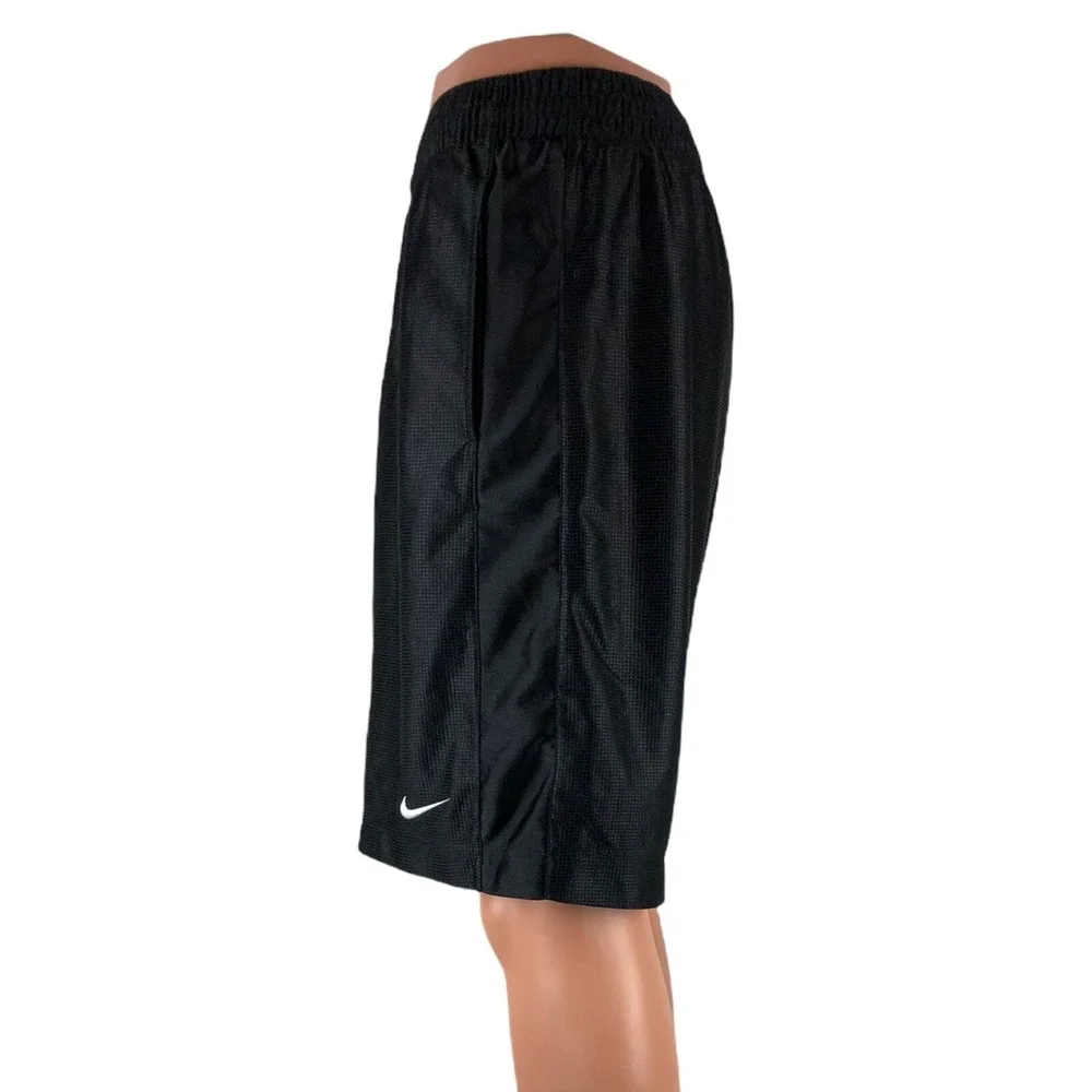Nike Mens Medium Shorts Dazzle Black Shiny Y2K Vintage With Pockets Drawstring
